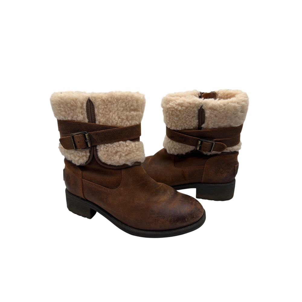 ⭐️ Women’s UGG Blayre Leather Shearling Ankle Boots Size 6 Winter Warm Cozy